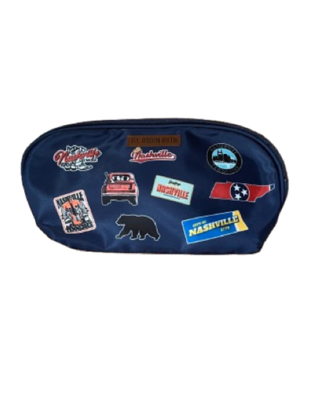 NWT Robin Ruth Nashville Tennessee Patch Navy Cosmetic Bag